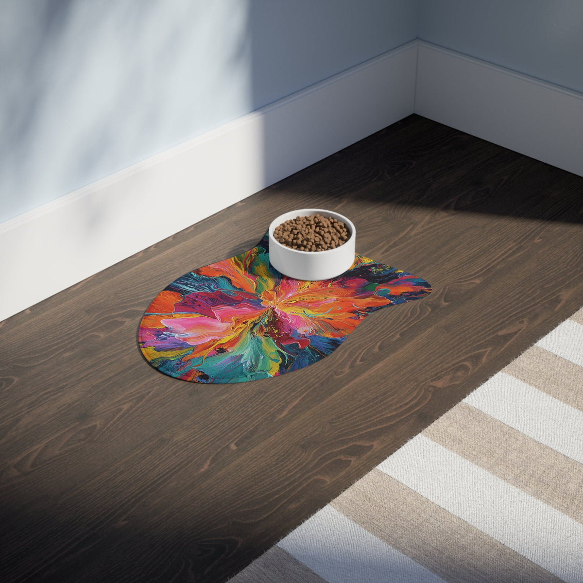 Bespattered Facade Colorful Paint Bloom Pet Feeding Mats (3 Shapes)