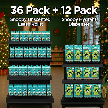 Wholesale Stocking Stuffer Snoopy 4-Roll Leash Roll Bundle + 12 Snoopy Hydrant Dispensers