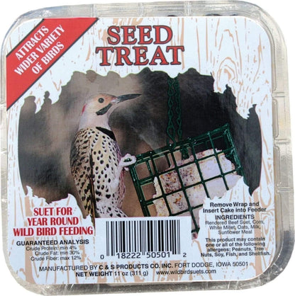 C&S Wild Bird Suet Seed Treat 11 oz Premium Suet Cake Year-Round Feeding