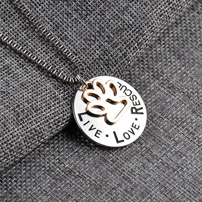 Round Dog Paw Tag Short Necklace