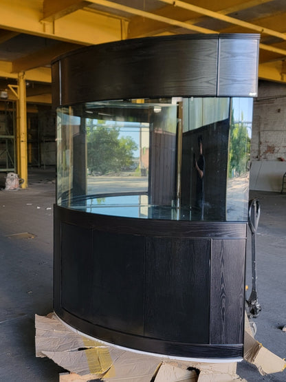 250g Corner ¼ Cylinder Glass Aquarium Ensemble in Abyss Black
