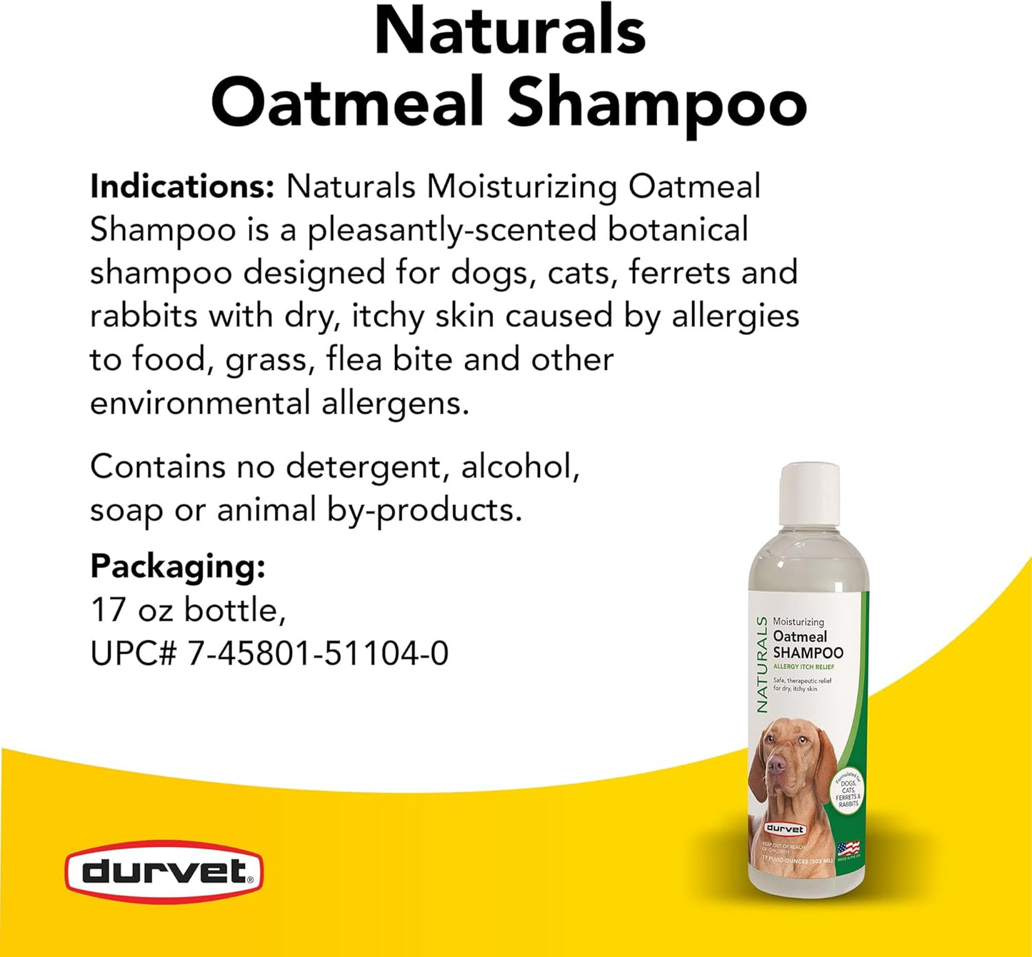 Durvet Naturals Anti-Itch Oatmeal Dog Shampoo 17 oz.