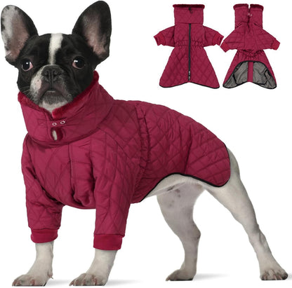 Waterproof Fleece-Lined Dog Snow Jacket with High Collar – S–3XL