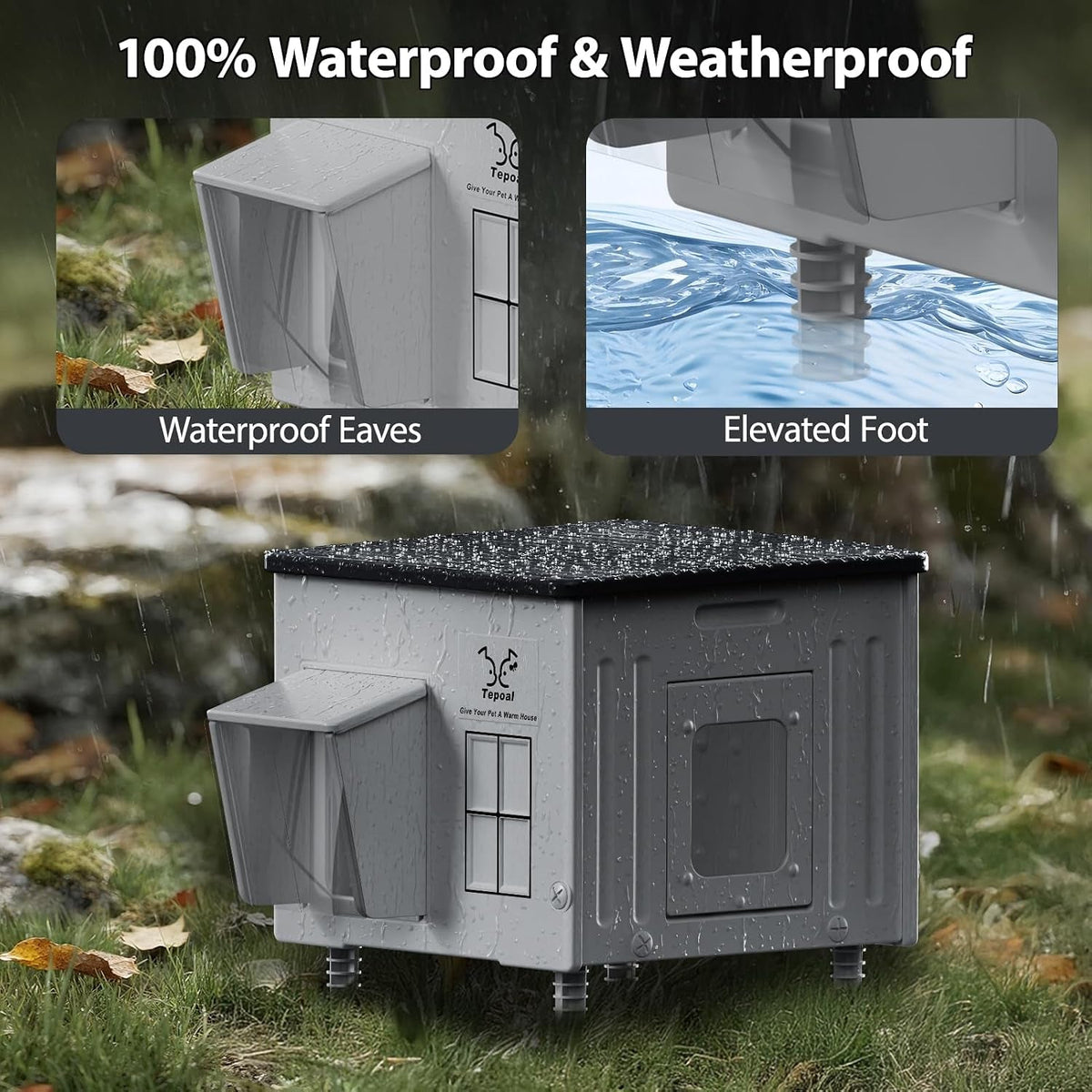 Heavy-Duty Heated Outdoor Cat House with Escape Door – 2 Sizes