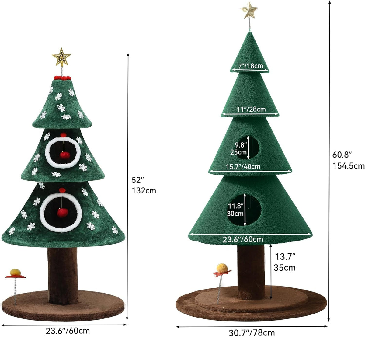 Christmas Cat Tree with 2-Story House – 60 & 63 Inch
