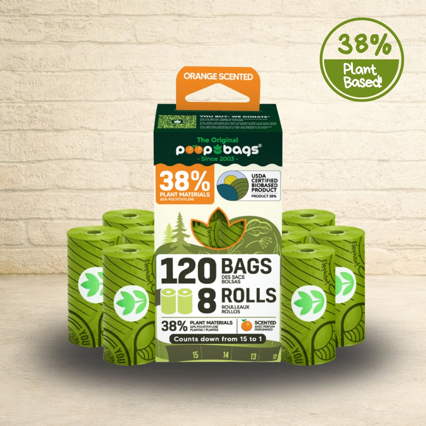 Countdown Rolls® Orange Scented Leash Roll Poop Bags