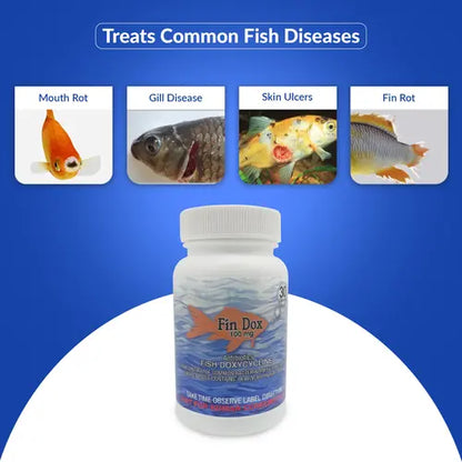 Fish Dox 100mg Capsules for Aquarium Fish – 30 Count – Water Care Support