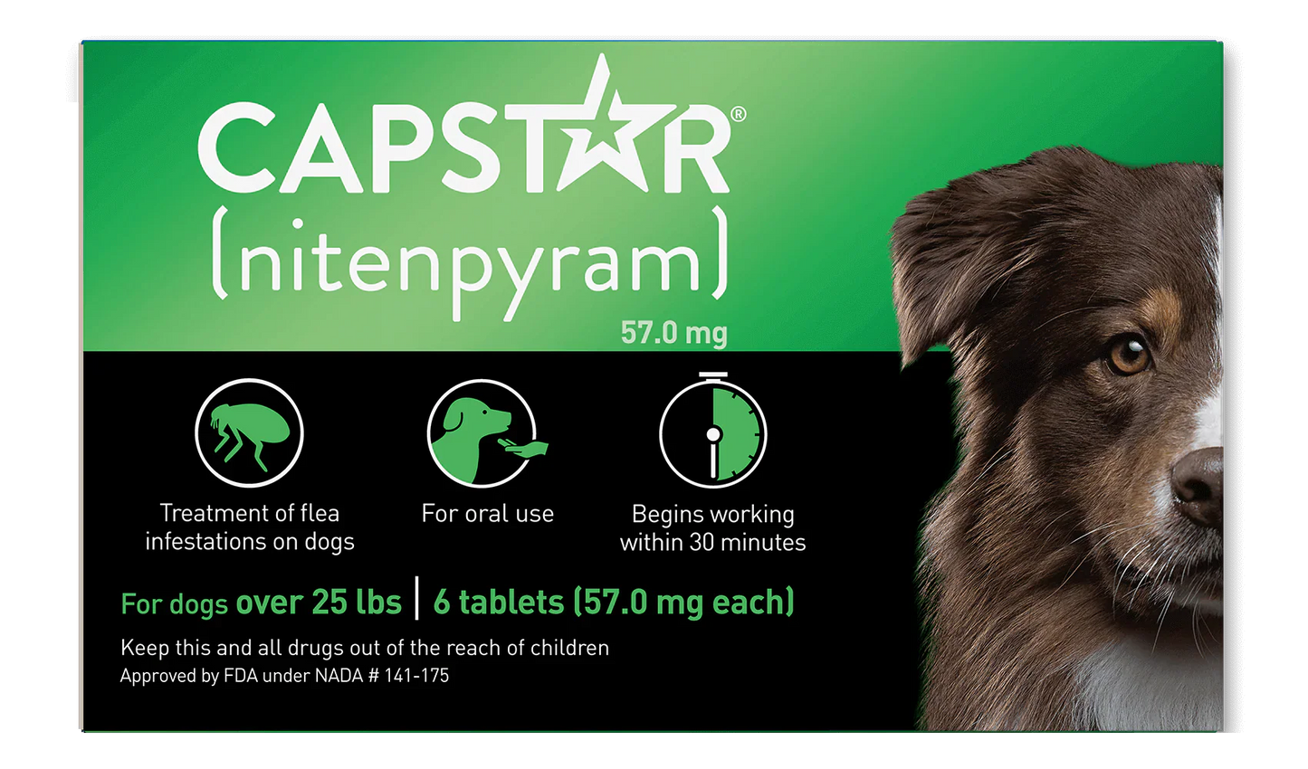 Capstar Flea Tablets Oral Treatment for Dogs 25.1-125 lb 6 Doses Fast Acting