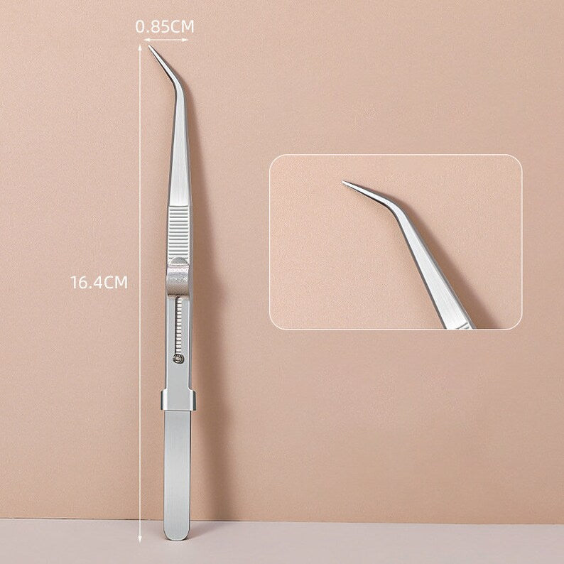 2 Pcs Set 6" Durable Stainless Steel Tweezer Set: Rust-resistant, Highly Elastic, Anti-static