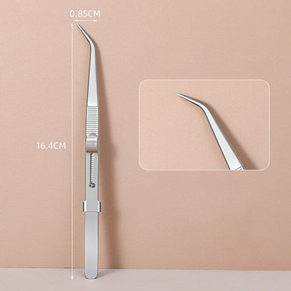 2 Pcs Set 6" Durable Stainless Steel Tweezer Set: Rust-resistant, Highly Elastic, Anti-static
