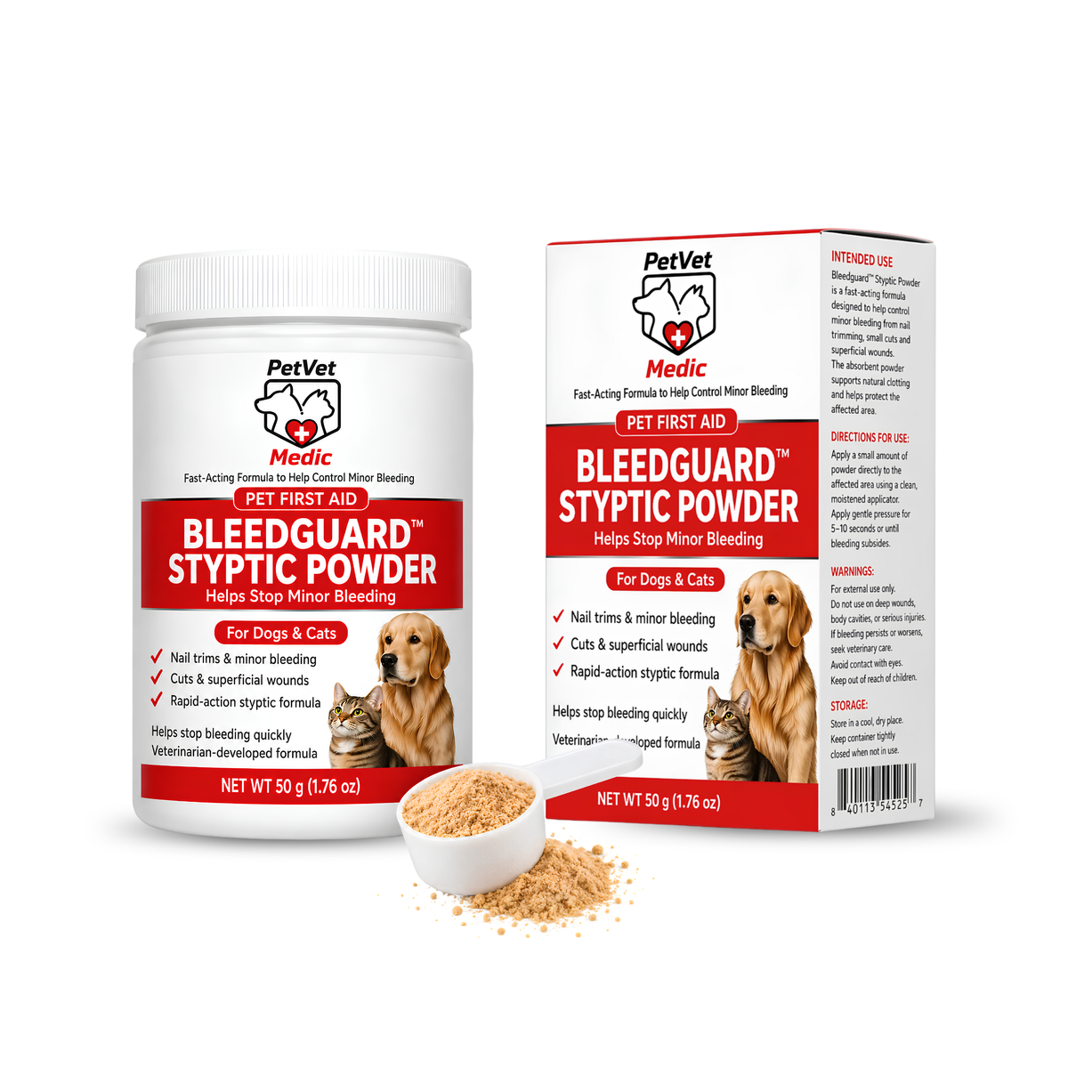 BleedGuard™ Styptic Powder for Dogs, Cats & Small Pets 1.76 oz