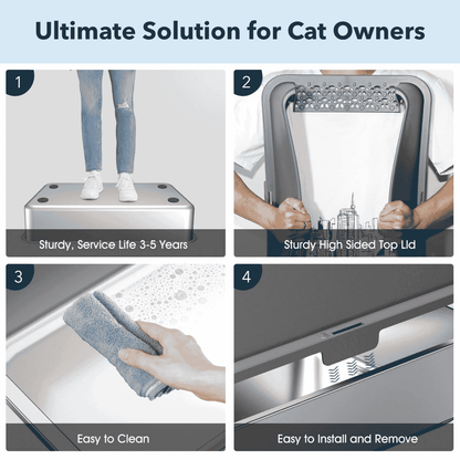 XXL Stainless Steel Cat Litter Box with Lid – High Sides, Low Entry, Easy to Clean, Odor-Free, Anti-Leak | Buy 2 & Save $10