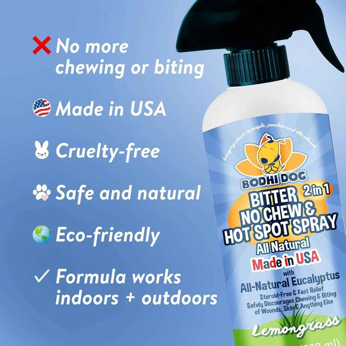 2-in-1 No-Chew & Hot Spot Spray – Natural Chew Deterrent, Made in USA