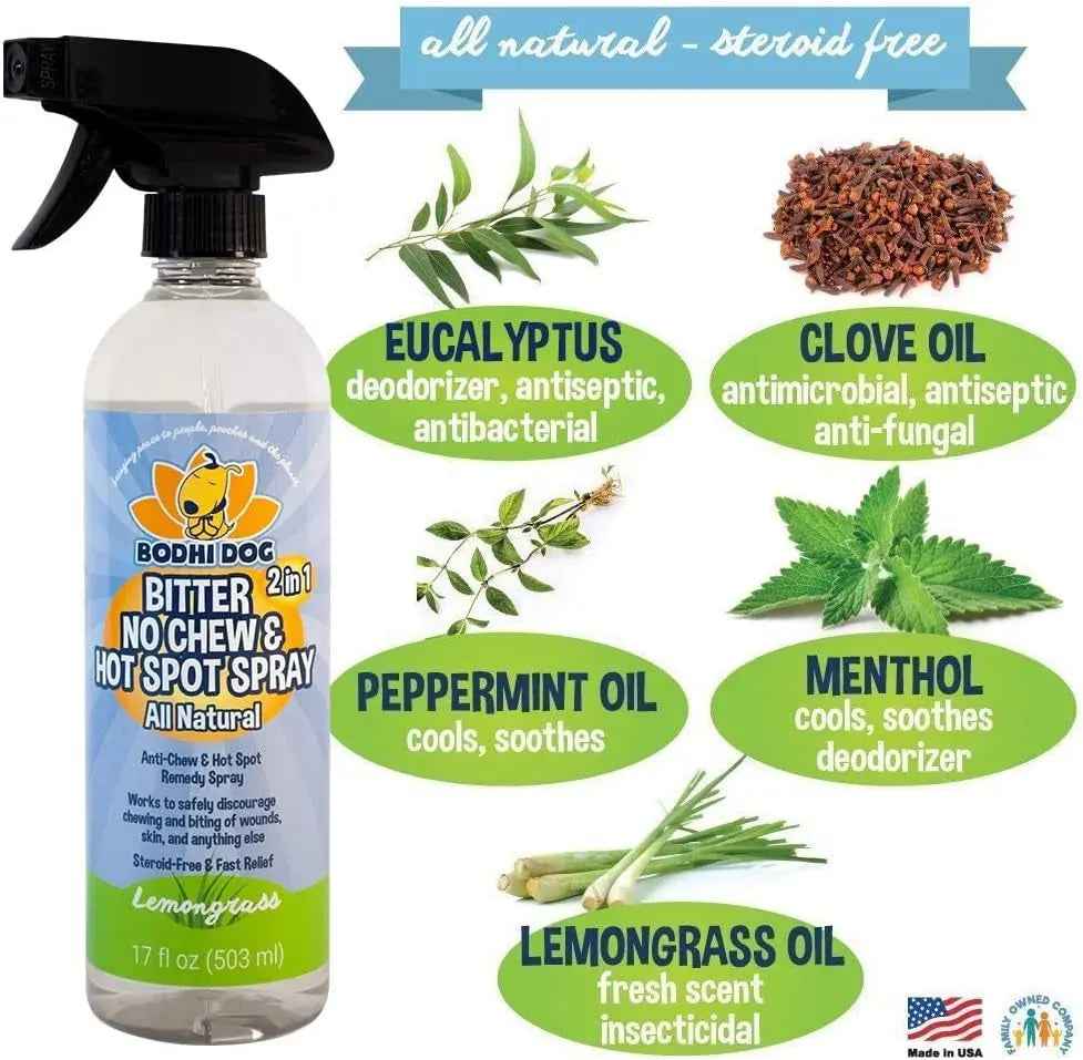 2-in-1 No-Chew & Hot Spot Spray – Natural Chew Deterrent, Made in USA