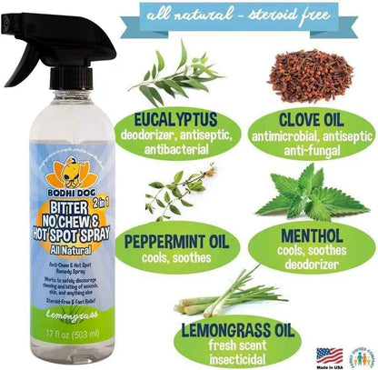 2-in-1 No-Chew & Hot Spot Spray – Natural Chew Deterrent, Made in USA