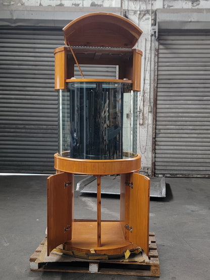 90 Gallon Glass 3/4 Cylinder Round Aquarium With Stand and Canopy in Golden Oak