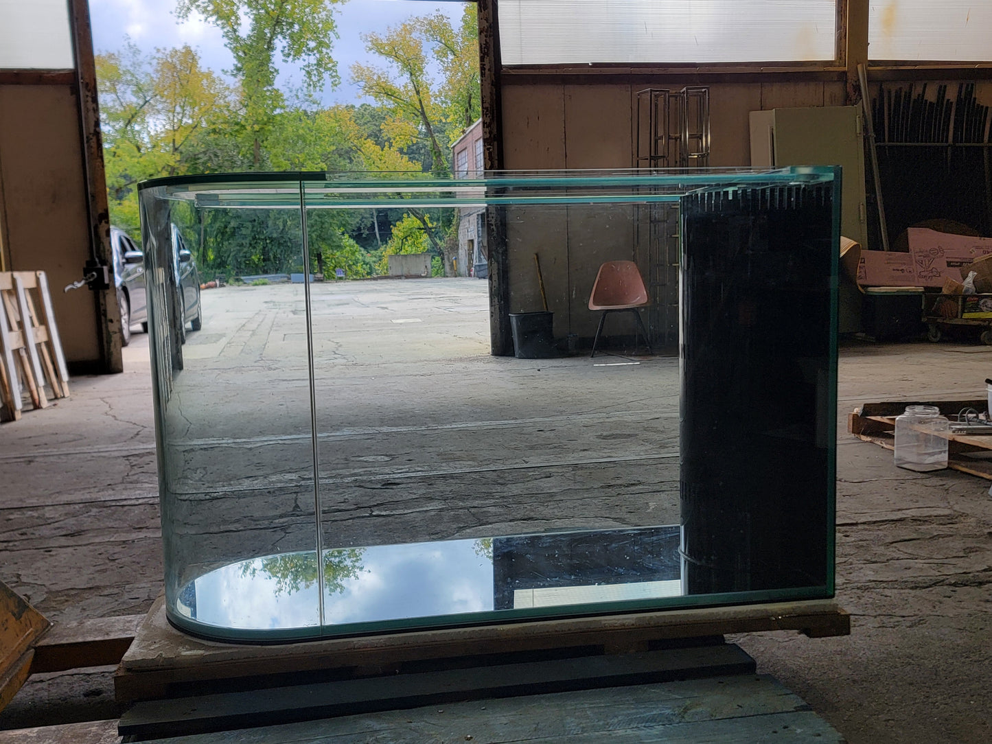 120 Gallon U-Shape Bullnose Peninsula Divider Glass Aquarium Reef-Ready in Premium Cherry Real Wood Furniture