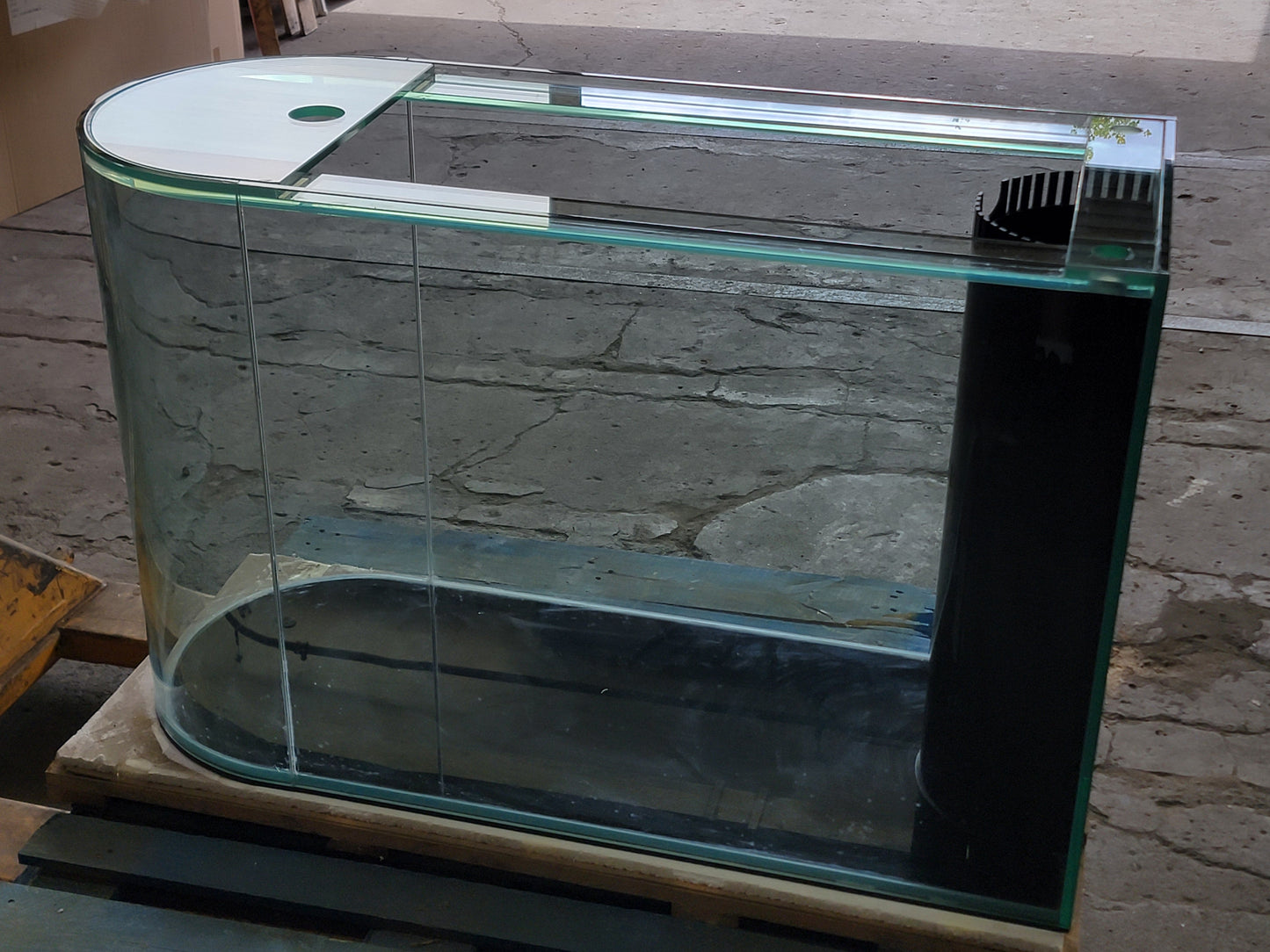 120 Gallon U-Shape Bullnose Peninsula Divider Glass Aquarium Reef-Ready in Premium Cherry Real Wood Furniture
