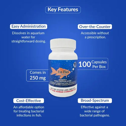 Fish Ceph 250mg Capsules for Aquarium Fish – 100 Count – Water Care Support