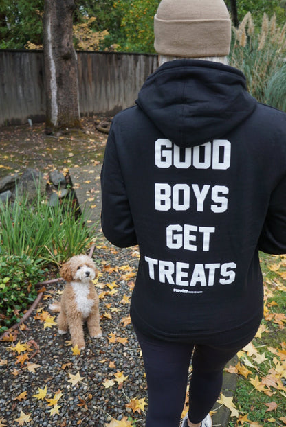 Good Boys Get Treats Hoodie | Front & Back Print | Gift for Dog Lovers | Printed in USA