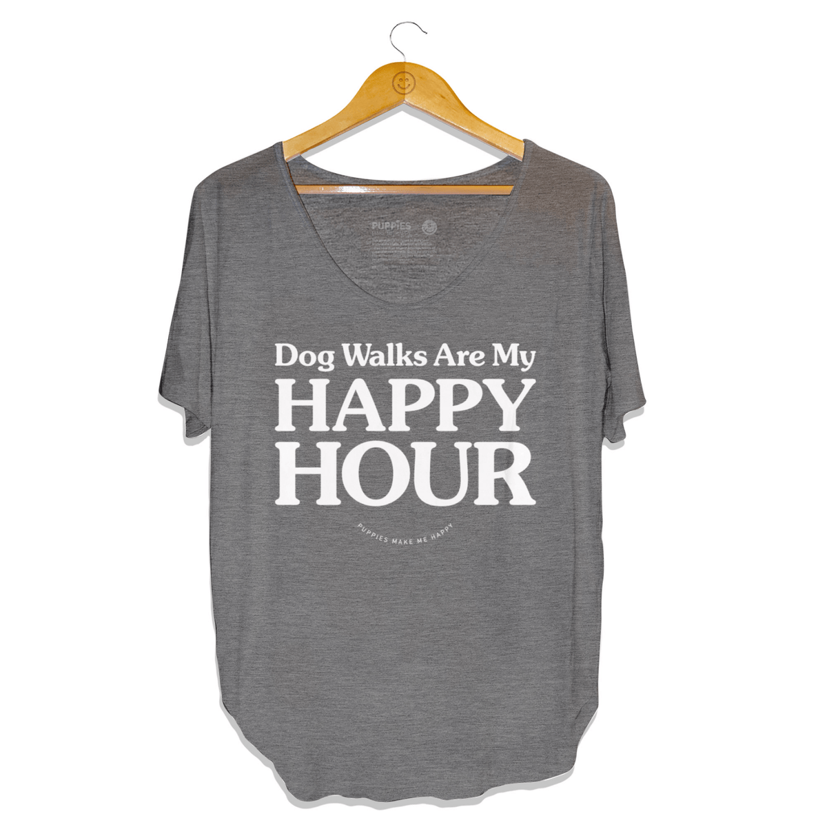 Dog Walks Are My Happy Hour Scoop Neck Tee | Gift for Dog Moms | Made in USA