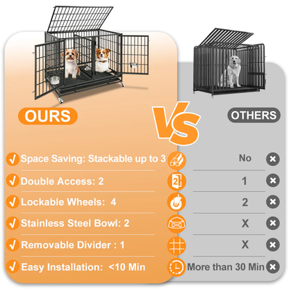 42" Stackable Dog Crate 43S+WHLP02