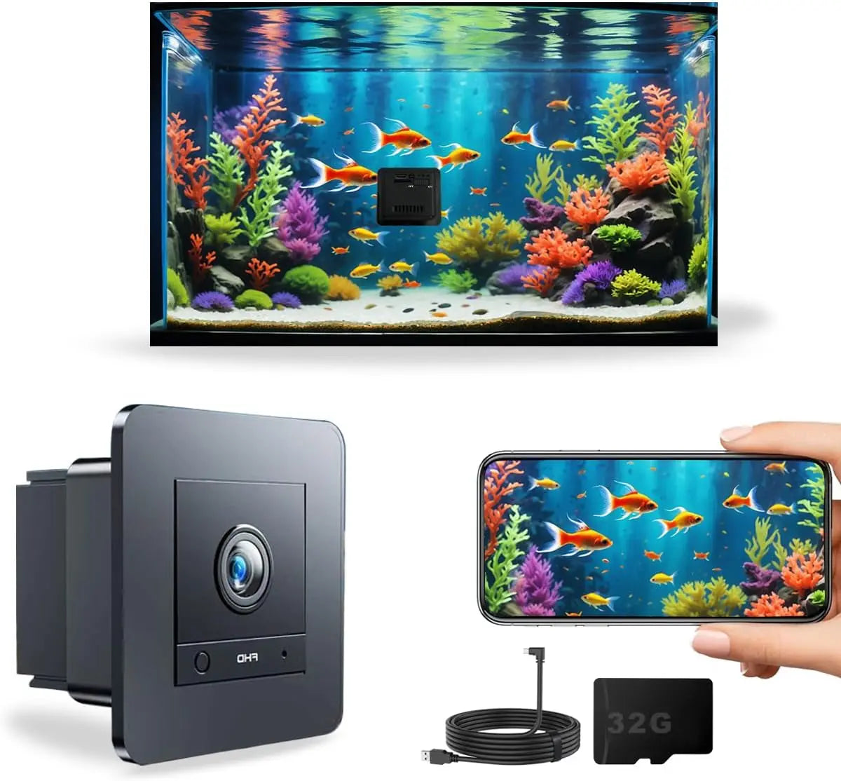 2K HD Aquarium & Terrarium Camera w/ Night Vision, Audio & 32GB Card