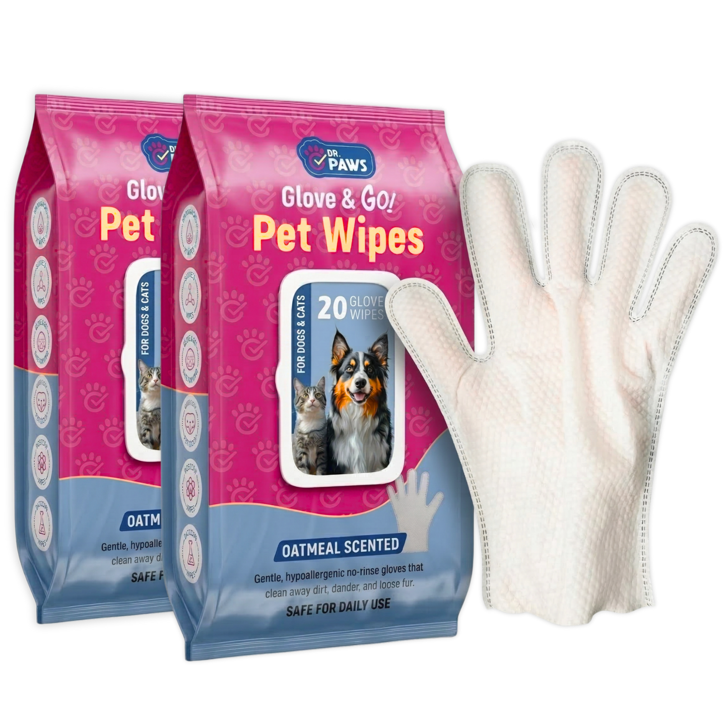 Glove & Go! Glove Grooming Wipes for Dogs & Cats (20 Count)