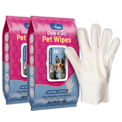 Glove & Go! Glove Grooming Wipes for Dogs & Cats (20 Count)