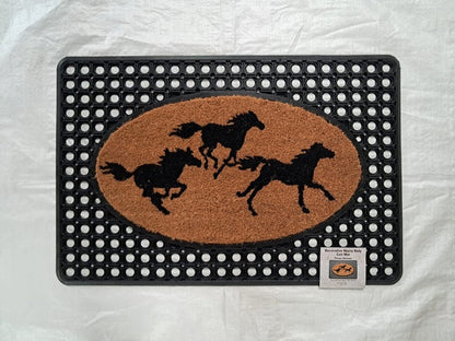 Flexgard Coco Entrance Mat Three Horse Design Non-Slip Heavy Duty Dirt Trapper