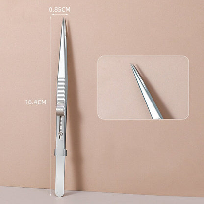 2 Pcs Set 6" Durable Stainless Steel Tweezer Set: Rust-resistant, Highly Elastic, Anti-static