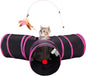 3-Way Collapsible Tunnel Cat Toy with Ball & Peek Hole for Indoor Cats & Kittens