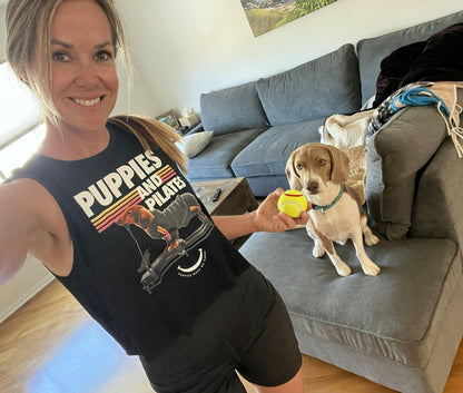 Puppies & Pilates Crop Top | Gift for Dog Moms Who Do Pilates | Made in USA