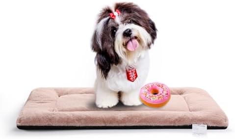 Dog Crate Pad Washable Dog Bed for Crate Small Cozy Mat 24-Inch Pink