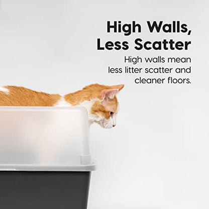 IRIS USA High Sided Cat Litter Box, Scatter Shield