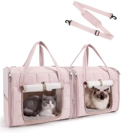 BAGSMART Double Cat Carrier for 2 Cats, Large Soft Pet Carriers for Travel