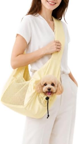 Dog Sling Carrier for Small Dogs & Cats Up to 15lbs, Hands Free Pet Carrier