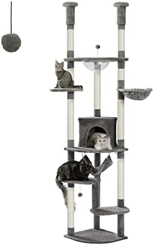 PEQULTI Floor to Ceiling Cat Tree, 92.9-101.6in Adjustable Cat Tower