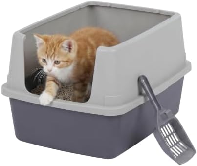 IRIS USA Cat Litter Box Small, High Sided, Scatter Shield