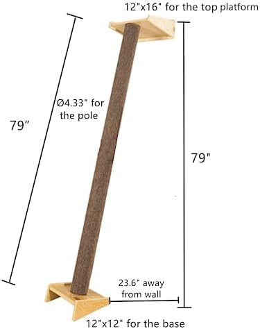 SHENGOCASE Modern 78.7“ Tall Leaning Cat Tree Tower Scratching Post Pillar