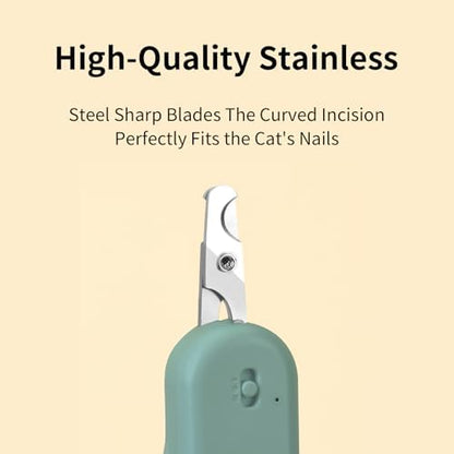 PAKEWAY Cat Nail Clipper with LED Light, Safe & Precise