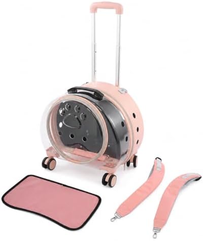 Clear Rolling Pet Carrier, Breathable Cat Carrier