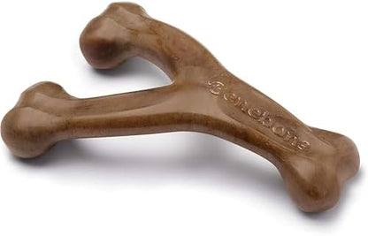 Benebone Wishbone Dog Chew Toy for Aggressive Chewers, Real Bacon