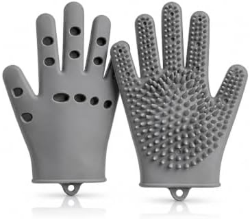 Pet Grooming Gloves for Cats & Dogs – Silicone Hair Removal Glove for Bathing
