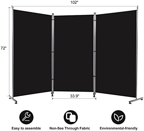 Room Divider 3 Panel-102''Wide Folding Privacy Screen, Large Partition Wall