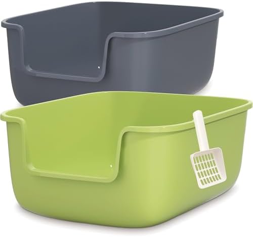 Vealind Large Cat Litter Box High Sides Side Low Entry Litter Box