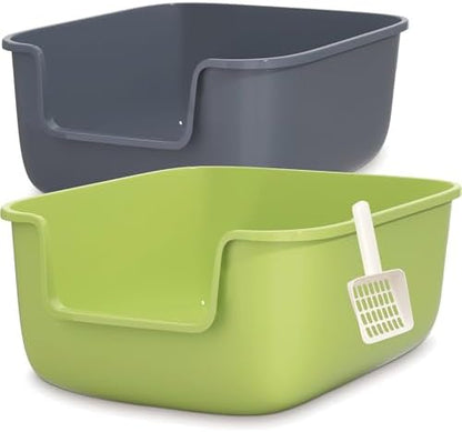 Vealind Large Cat Litter Box High Sides Side Low Entry Litter Box