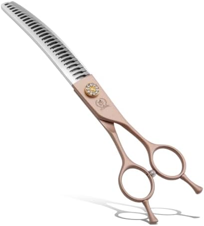 Professional Curved Chunker Dog Grooming Scissors 7.0'' Rose Gold Thinning