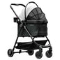 Pet Stroller 4 Wheel Dog Cat Foldable Removable Carrier 33lb Black
