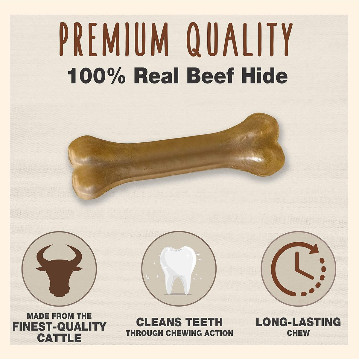 Cadet Pressed Rawhide Bones 6.5" Dog Chews 12 Pack Long Lasting Beef Hide